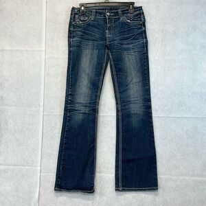 SOUNDGIRL Jeans Women's Size 9 Blue Denim Sequin Embroidered Bootcut Medium Wash